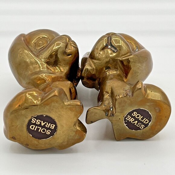 Vintage Solid Brass Puppy Dog Cartoon like Figurines Set Of 2 - Picture 5 of 5